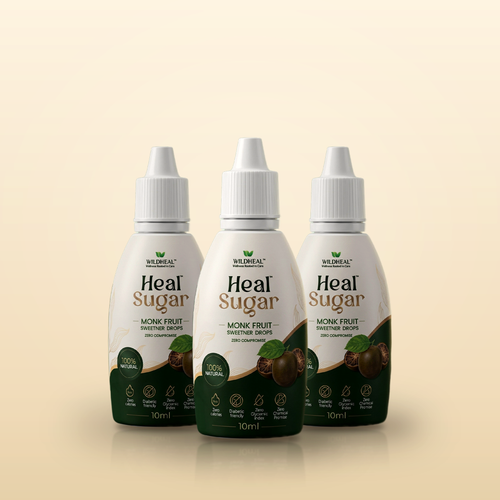 Heal Sugar monk fruit sweetener drops - Pack of 3 bundle, three 10ml bottles