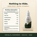 Heal Sugar nutrition information and ingredients: monk fruit extract, purified water, vitamin C. Zero calories, zero carbs, FSSAI registered