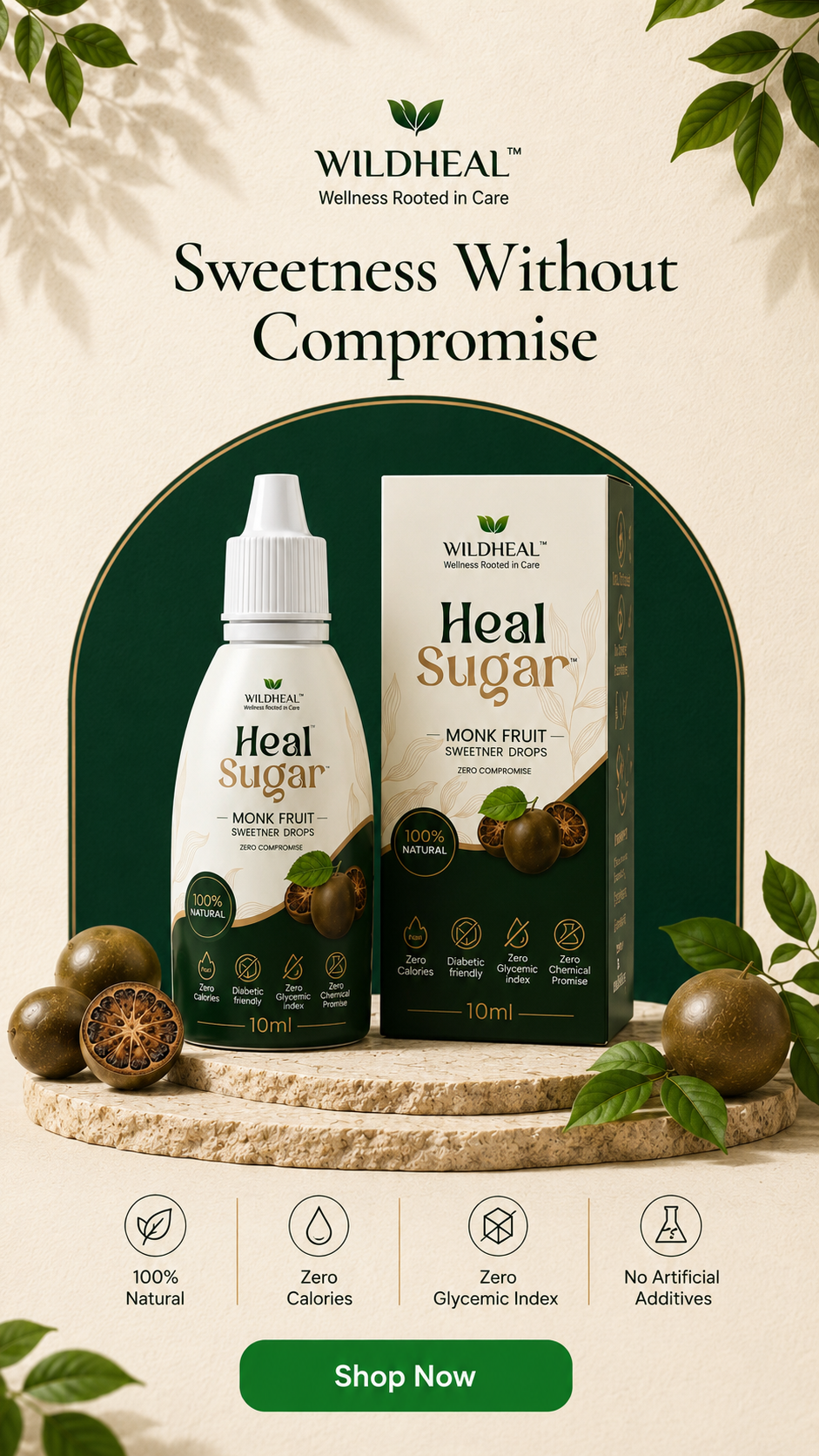 Heal Sugar monk fruit sweetener drops by WildHeal